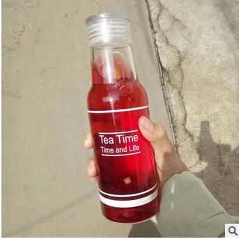 tea time 韩国可乐汽水瓶便携提绳学生个性柠檬杯子随手塑料水杯