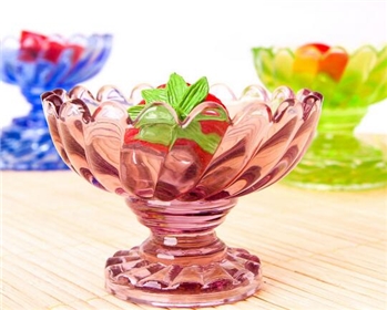 彩色玻璃碗碟套装 冰激凌碗甜品碗碟套装厂家