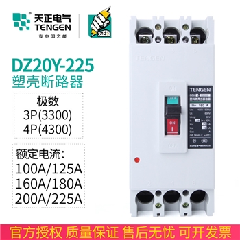 天正电气 DZ20Y-225/3300 200A塑壳断路器3P空气开关160A125A225A